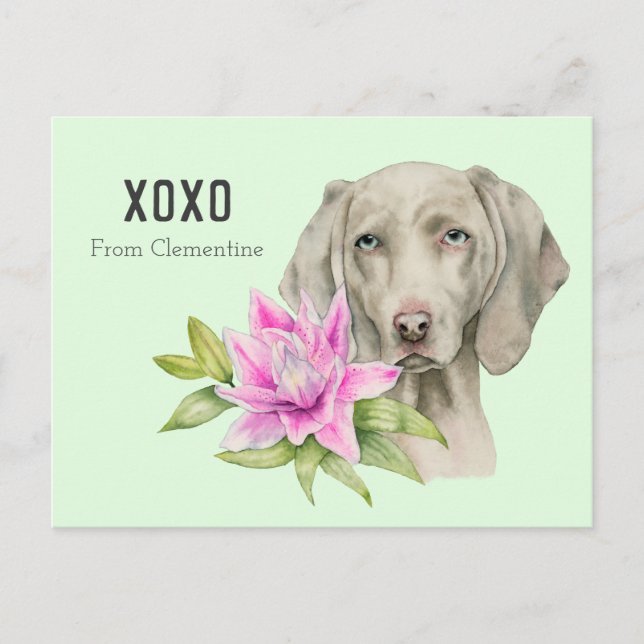 Tarjeta del día de San Valentín del perro XOXO el (Anverso)