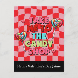 Tarjeta del día de San Valentín divertida con dulc