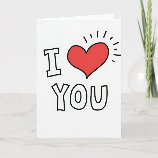 Tarjeta del Día de San Valentín Doodle Rojo Te Amo (Anverso)