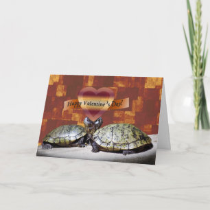 Tarjeta del día de San Valentín, dos tortugas,