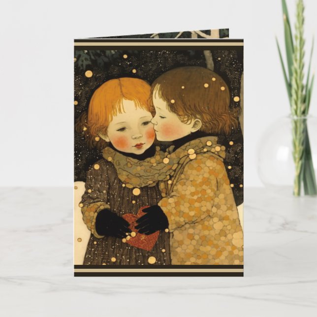 Tarjeta del día de San Valentín dulce en el bosque (Anverso)