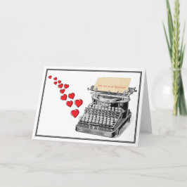 Tarjeta del día de San Valentín escrita a máquina