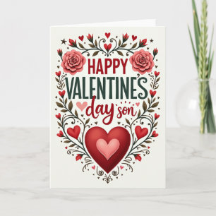 Tarjeta del Día de San Valentín Floral Hearts para
