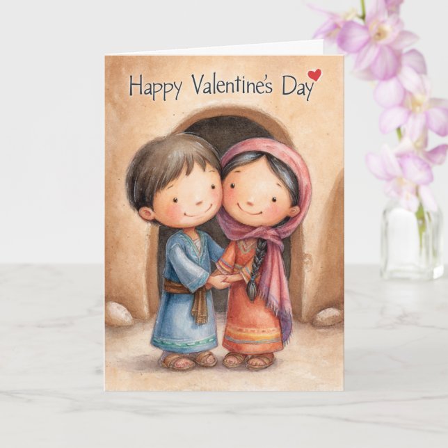 Tarjeta del Día de San Valentín lado a lado (Orquídea)