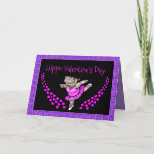 Tarjeta del Día de San Valentín linda con hipopóta