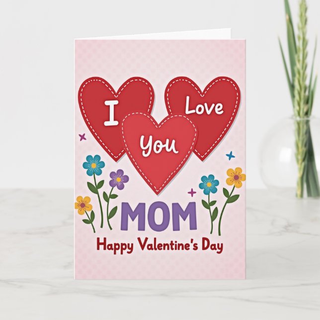 Tarjeta del Día de San Valentín Mamá Te Quiero (Anverso)