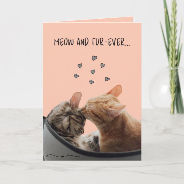 Tarjeta del Día de San Valentín, Meow y Fur-Ever (Anverso)