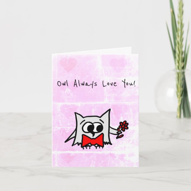 Tarjeta del Día de San Valentín Owl Always Love Yo (Anverso)