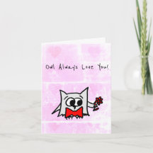 Tarjeta del Día de San Valentín Owl Always Love Yo