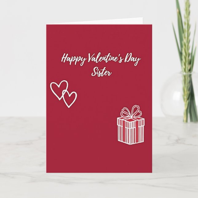 Tarjeta del Día de San Valentín para Hermana Feliz (Anverso)