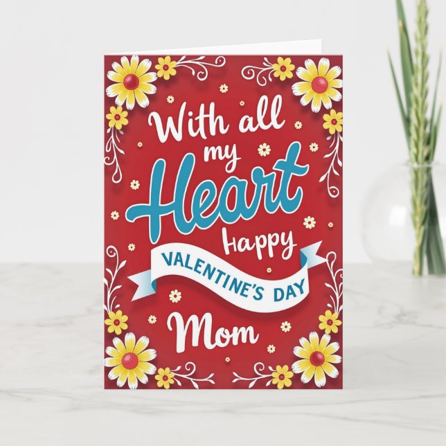 Tarjeta del Día de San Valentín para Mamá con Cora (Anverso)