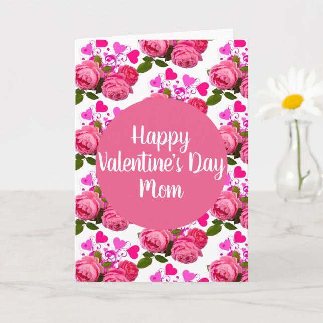 Tarjeta del Día de San Valentín para Mamá Rosas y  (Planta pequeña)