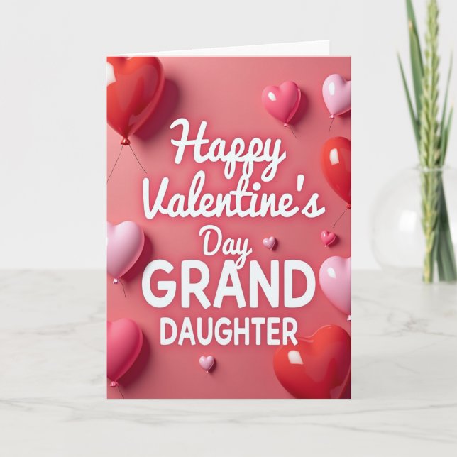 Tarjeta del Día de San Valentín para Nieta Corazón (Anverso)
