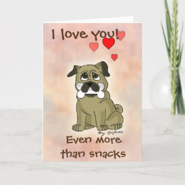Tarjeta del Día de San Valentín para perro pug de