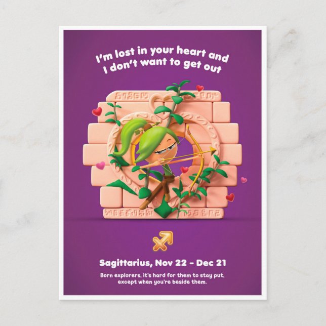 Tarjeta del Día de San Valentín para Sagitario (Anverso)