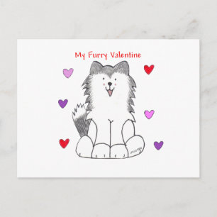Tarjeta del día de San Valentín peluda del husky