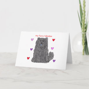 Tarjeta del día de San Valentín peluda del negro