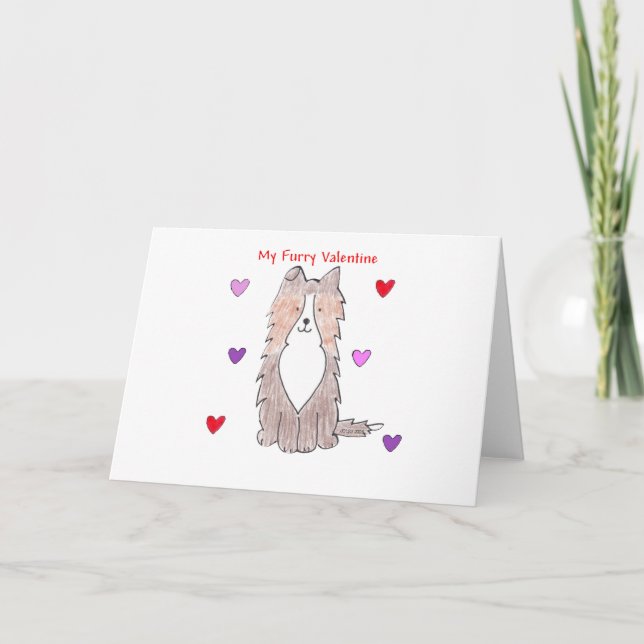 Tarjeta del día de San Valentín peluda del perro (Anverso)