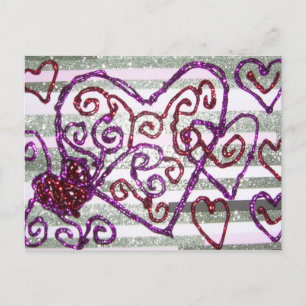 Tarjeta del día de San Valentín purpurinoso