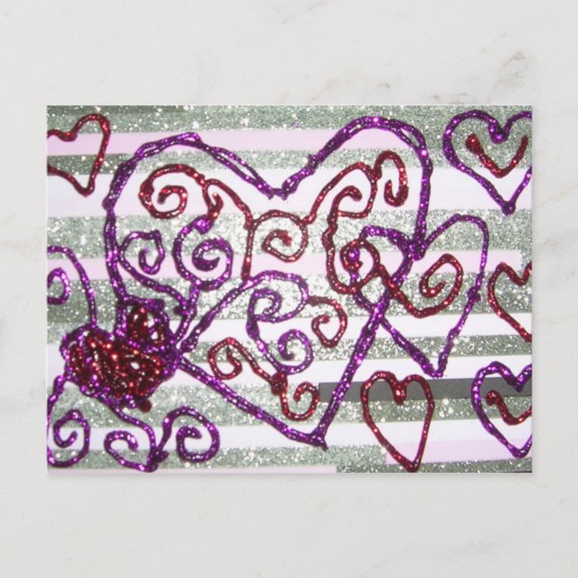 Tarjeta del día de San Valentín purpurinoso (Anverso)