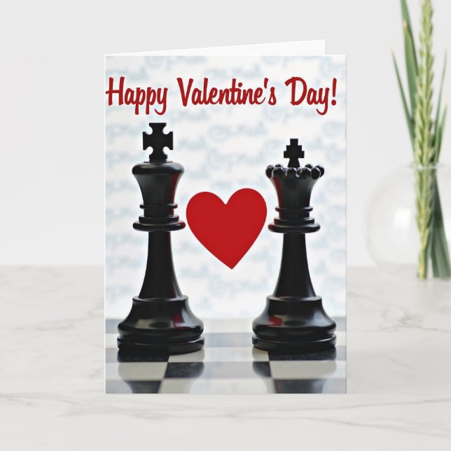 Tarjeta del Día de San Valentín Rey Reina Corazón (Anverso)