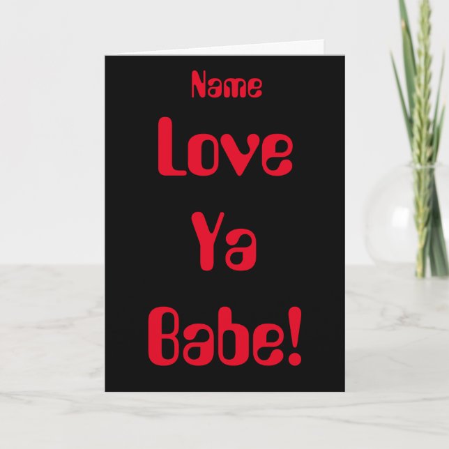 Tarjeta del Día de San Valentín Roja Negra Te Amo  (Anverso)
