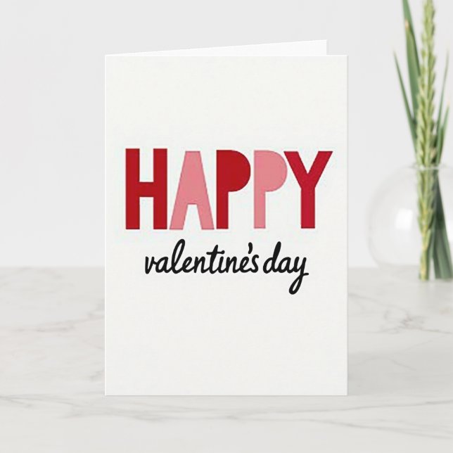 Tarjeta del Día de San Valentín Roja Rosa Feliz (Anverso)