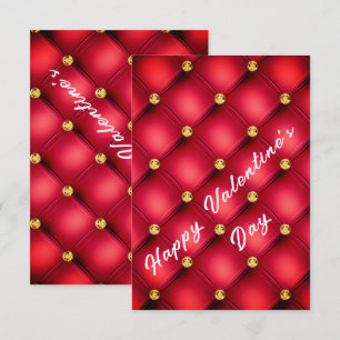Tarjeta del Día de San Valentín Roja y Dorada