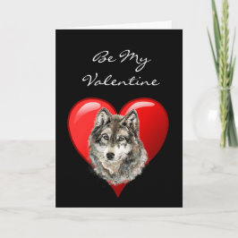 Tarjeta del día de San Valentín romántica del lobo