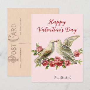 Tarjeta del Día de San Valentín Rosa de Palomas Vi