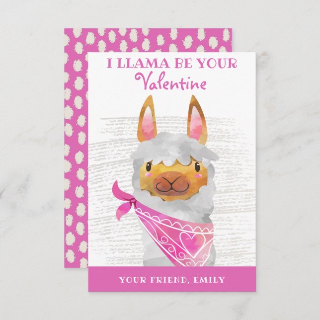 Tarjeta del Día de San Valentín Soy Llama Será Suy (Anverso / Reverso)
