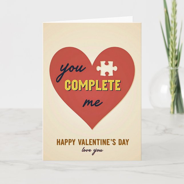 Tarjeta del Día de San Valentín 'Tú completas mi c (Anverso)