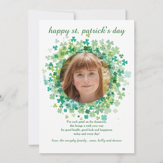 Tarjeta del Día de Shamrock Frame St. Patrick (Anverso)