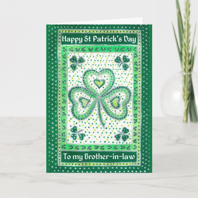 Tarjeta del Día de Shamrock St Patrick para el cuñ (Anverso)