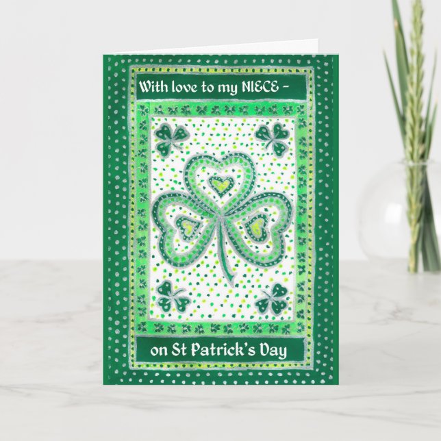 Tarjeta del día de Shamrock St Patrick para una so (Anverso)