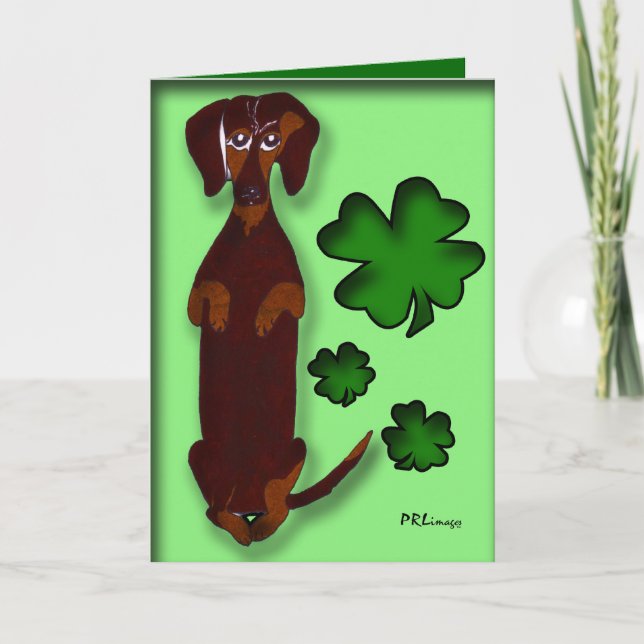 Tarjeta del día de Sidney St Patrick del Dachshund (Anverso)