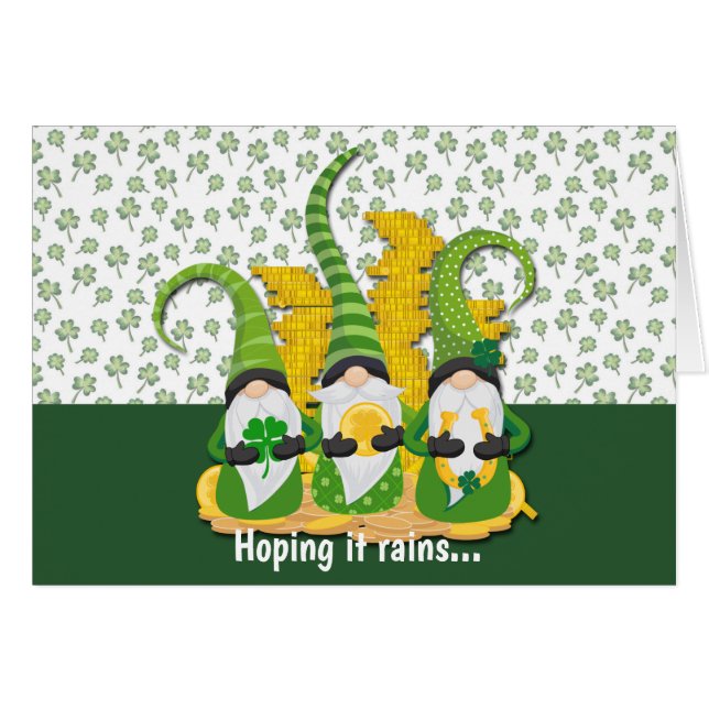 Tarjeta del Día de St Patrick de Raining Shamrock  (Anverso (Horizontal))