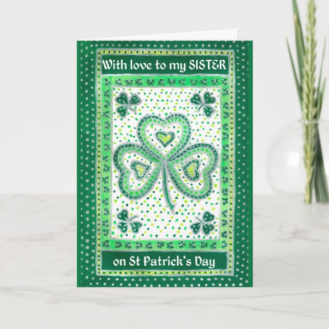 Tarjeta del día de St Patrick del trébol para una (Anverso)