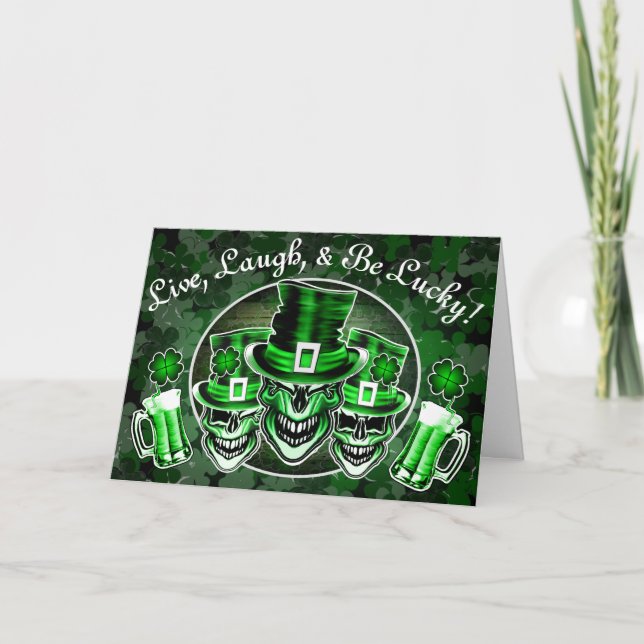 Tarjeta del día de St Patrick divertido: Cráneos (Anverso)