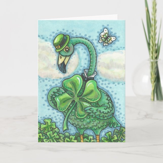 TARJETA del DÍA de ST PATRICK FELIZ del flamenco (Anverso)