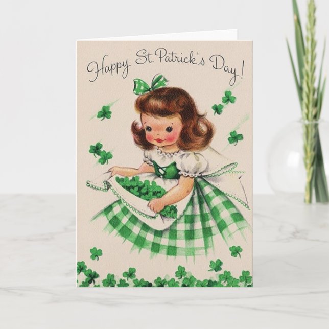 Tarjeta del día de St Patrick irlandés del chica (Anverso)