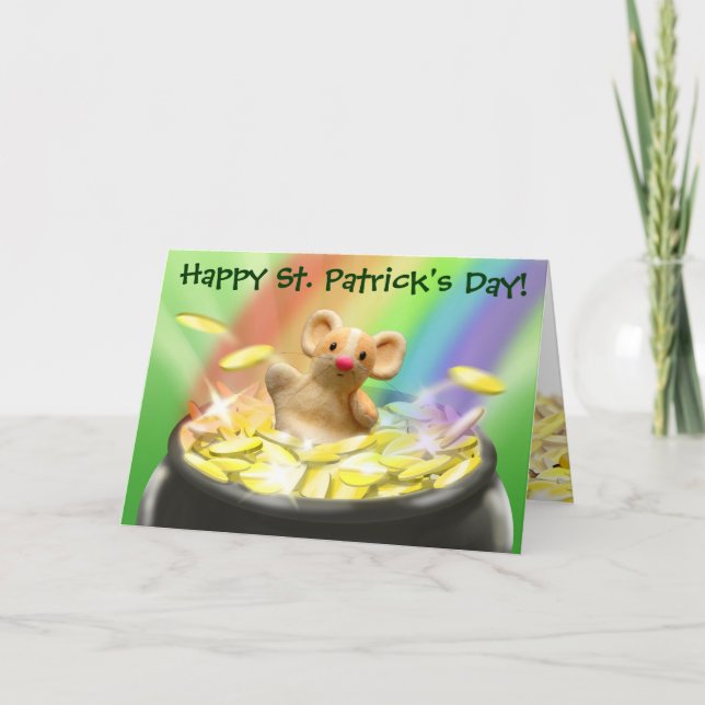 Tarjeta del día de St Patrick lindo del ratón (Anverso)