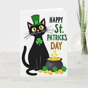 Tarjeta del Día de Suerte del Gato Trébol