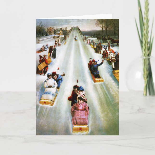 Tarjeta del día de Tobogganing de la estrella del (Anverso)