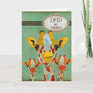 Tarjeta del día de tres padres de las jirafas que
