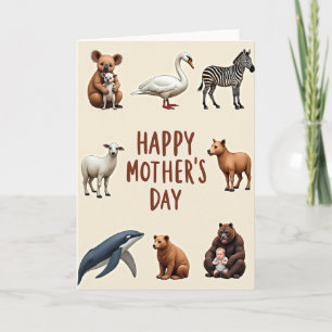 Tarjeta del Día del Amor de las Madres Animales