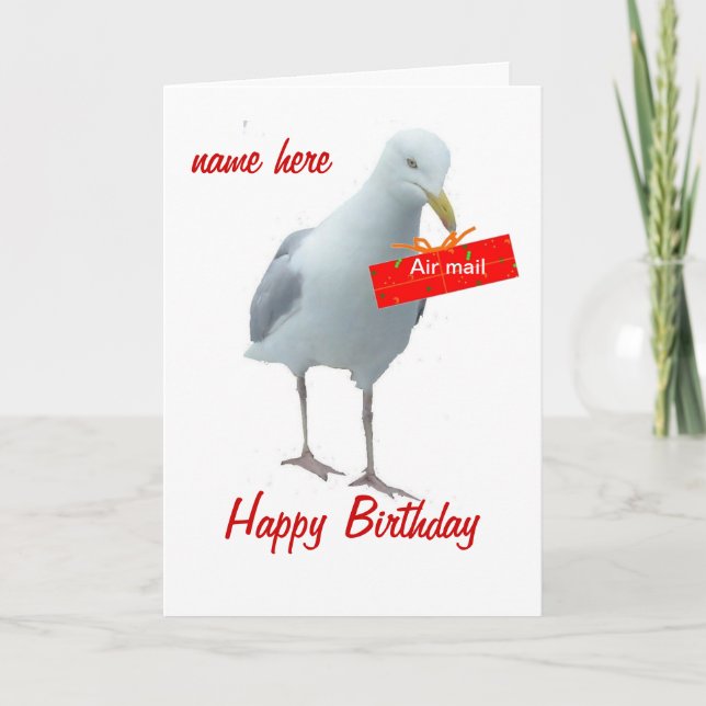 Tarjeta del día del cumpleaños de la gaviota (Anverso)