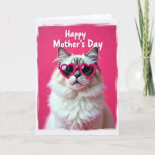 Tarjeta del Día del Gatito con Gafas de Corazón