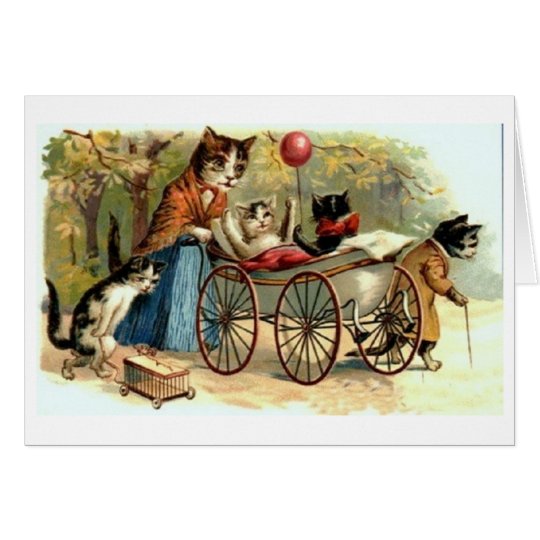 Tarjeta del día del gato de la madre del vintage y