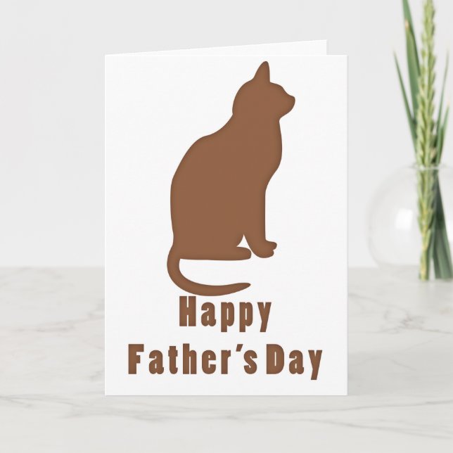 Tarjeta del día del gato marrón feliz del padre (Anverso)